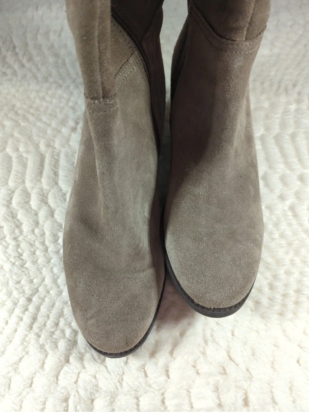 Lucky Brand Bonnay Taupe Suede Knee-High Boots with Block Heel Size 9